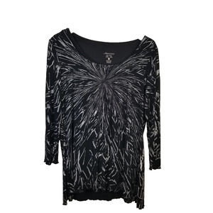 3 FOR $25 - MIRACLE SUIT Swim Top Long Sleeve Black w/ Silver Layered Size L